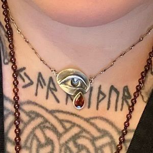 Bloodmilk Large Mourning Eye in Garnet necklace